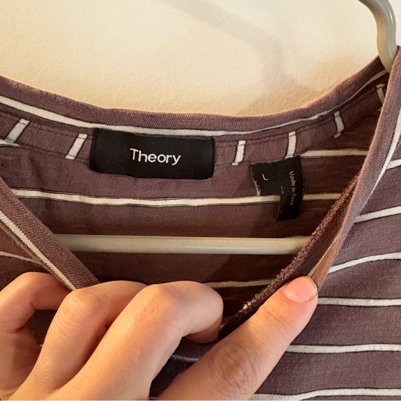 Theory | Men’s Tee T-Shirt Taupe Multi Striped Slub - Picture 2 of 3